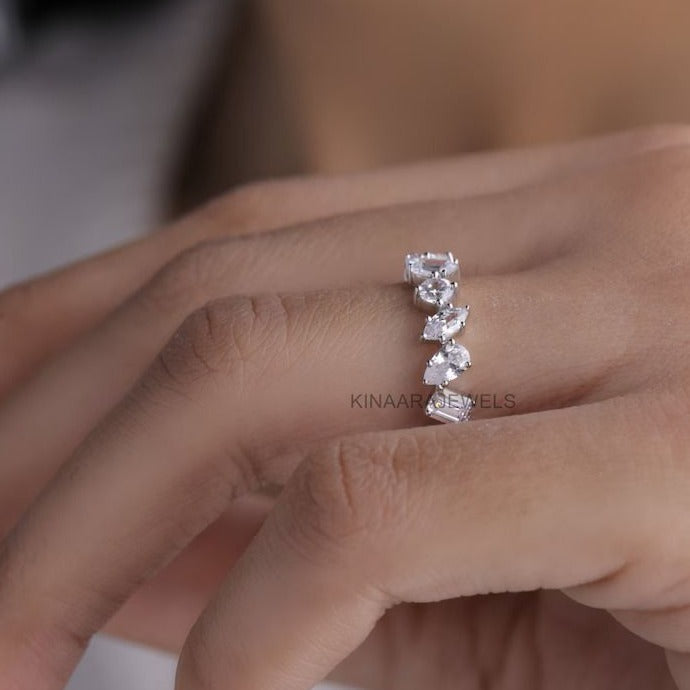 Mixed Cut Lab Grown Diamond Eternity Band for Women