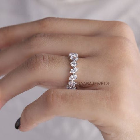 mixed cut diamond band
