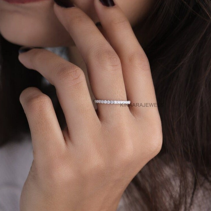 0.26 Ct Round Cut Diamond Half Eternity Band - Kinaara Jewels