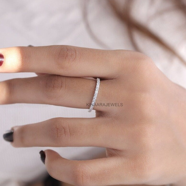 0.26 Ct Round Cut Diamond Half Eternity Band - Kinaara Jewels2