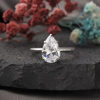 Pear Shaped Lab Grown Diamond Hidden Halo Engagement Ring