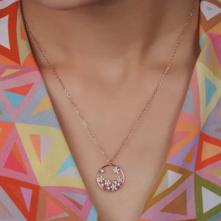 Flower Style Lab Grown Diamond Dainty Pendant6