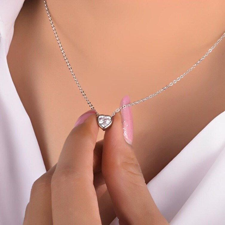 Heart shaped Lab Grown Diamond Delicate Necklace				