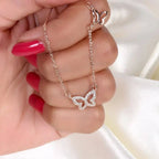 Dainty Lab Grown Diamond Gold Butterfly Necklace Gifts for Her						