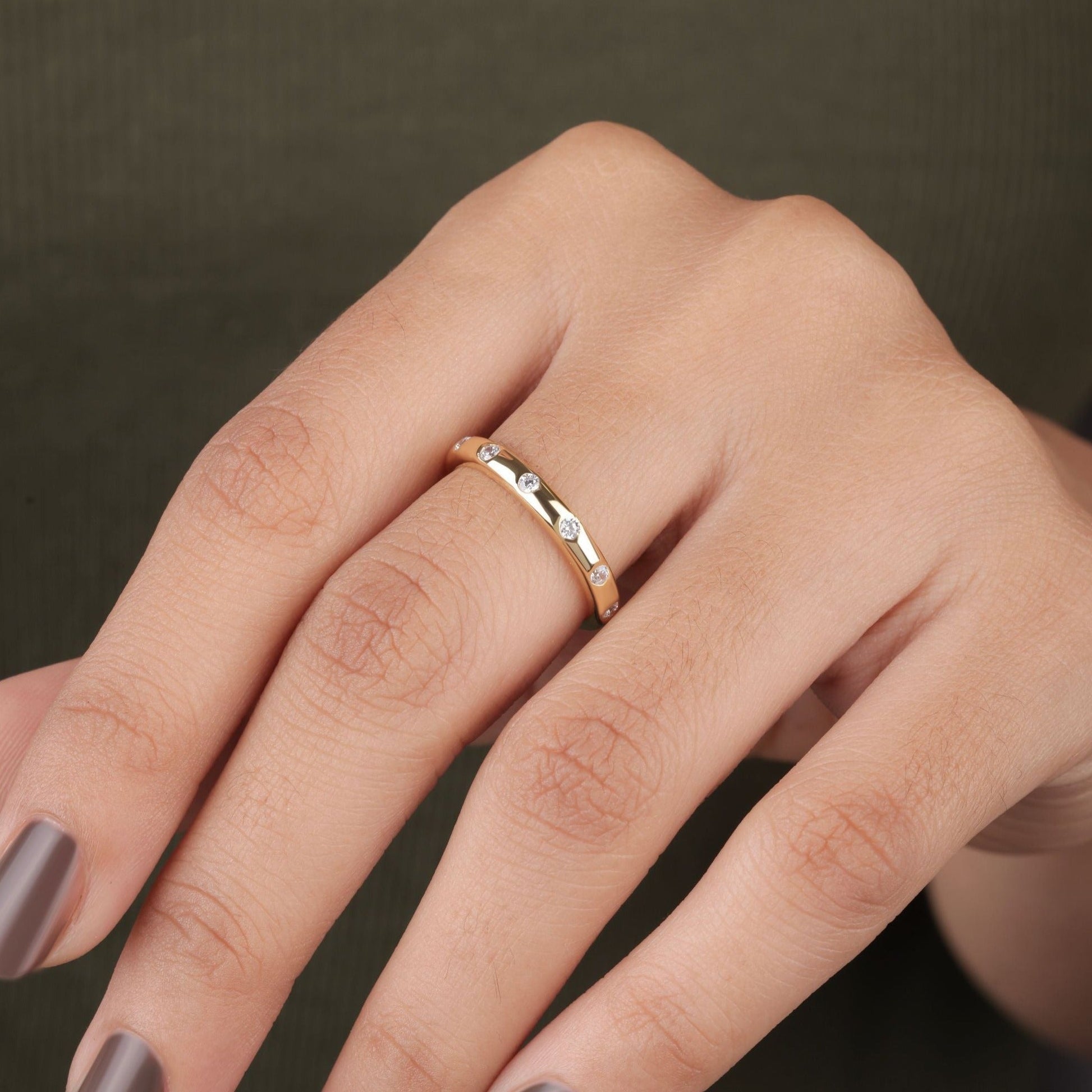 Flash Set Lab Grown Diamond Half Eternity Matching Wedding Band			2