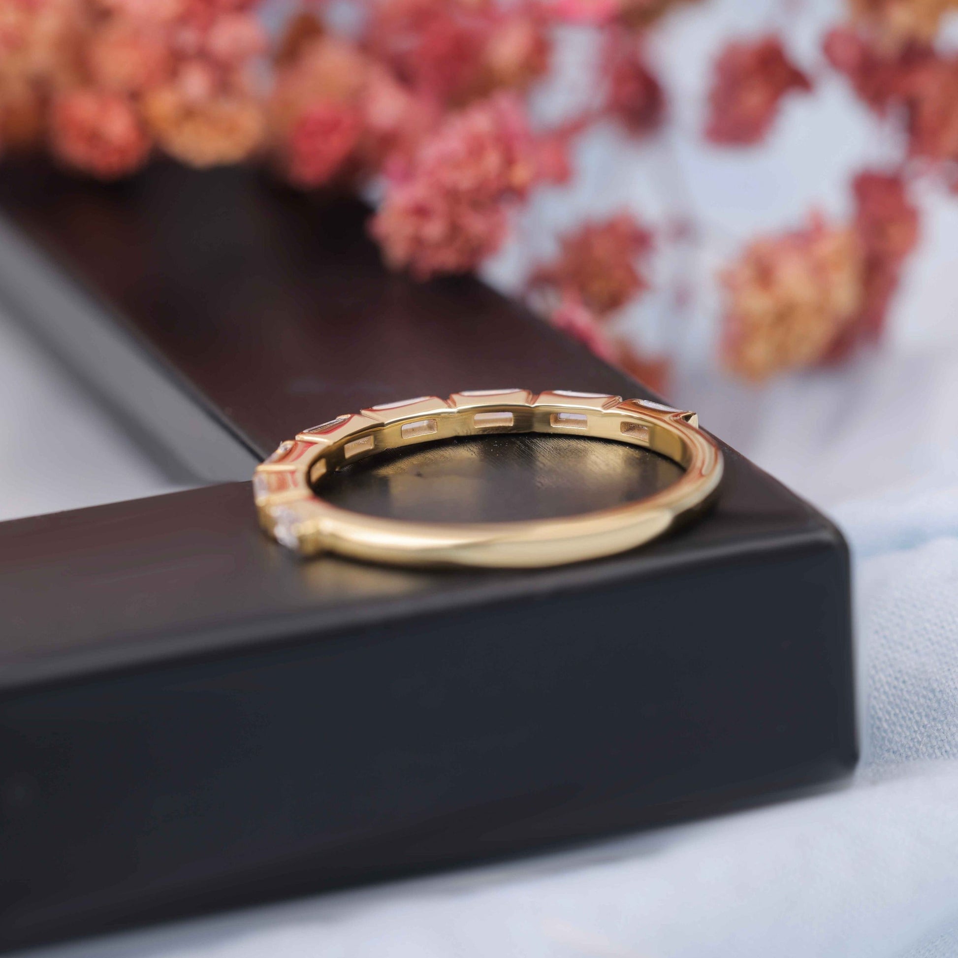 baguette half eternity band