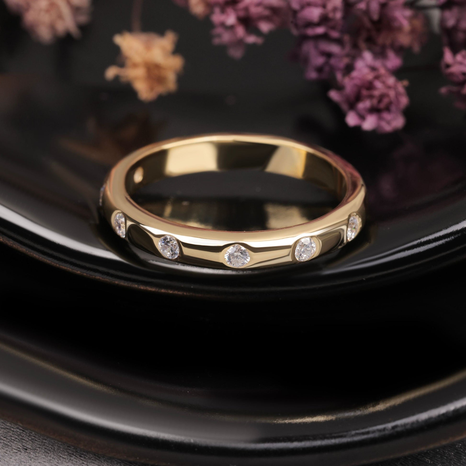 Flash Set Lab Grown Diamond Half Eternity Matching Wedding Band			