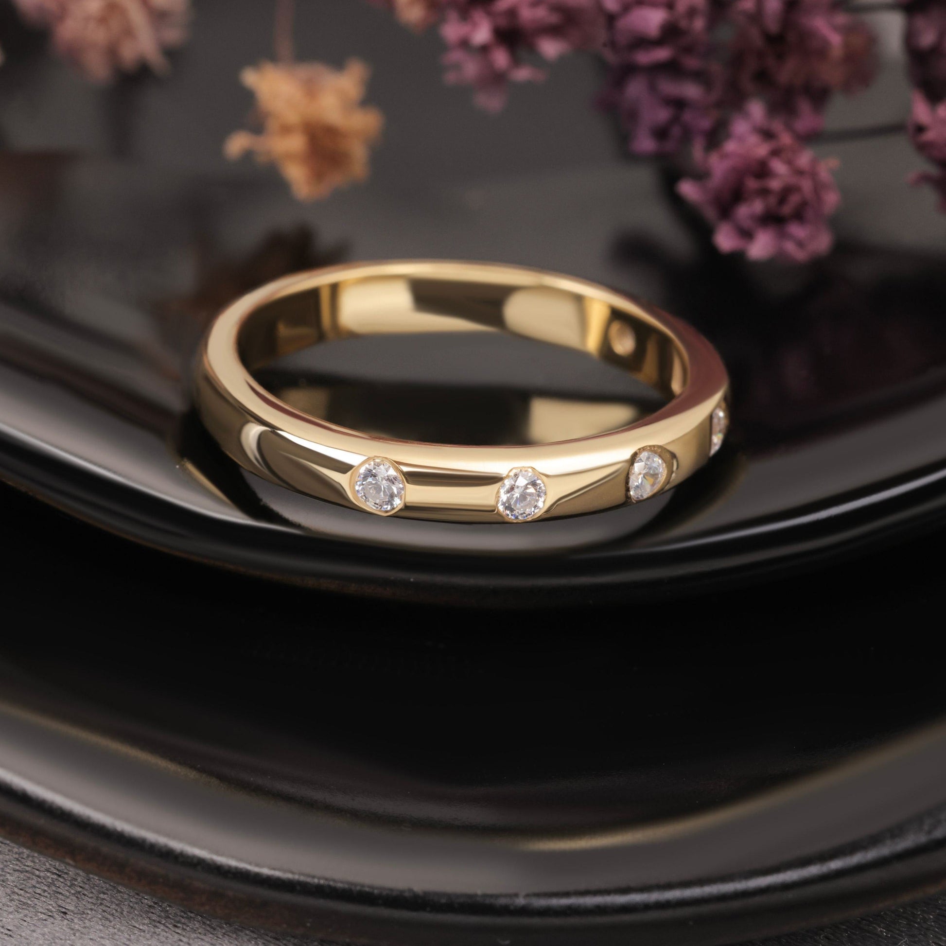 Flash Set Diamond Half Eternity Matching Wedding Band - Kinaara Jewels