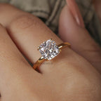 2.5 Ct Cushion Cut Lab Grown Diamond Engagement Ring, 14K Yellow Gold Ring			