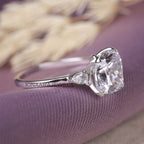Cushion Cut with Pear Cut Moissanite Three Stones Ring - Kinaara Jewels