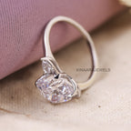 Cushion Cut with Pear Cut Moissanite Three Stones Engagement Ring2