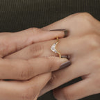 Gold Baguette and Tapered Cut V Shaped Chevron Wedding Band - Kinaara Jewels5