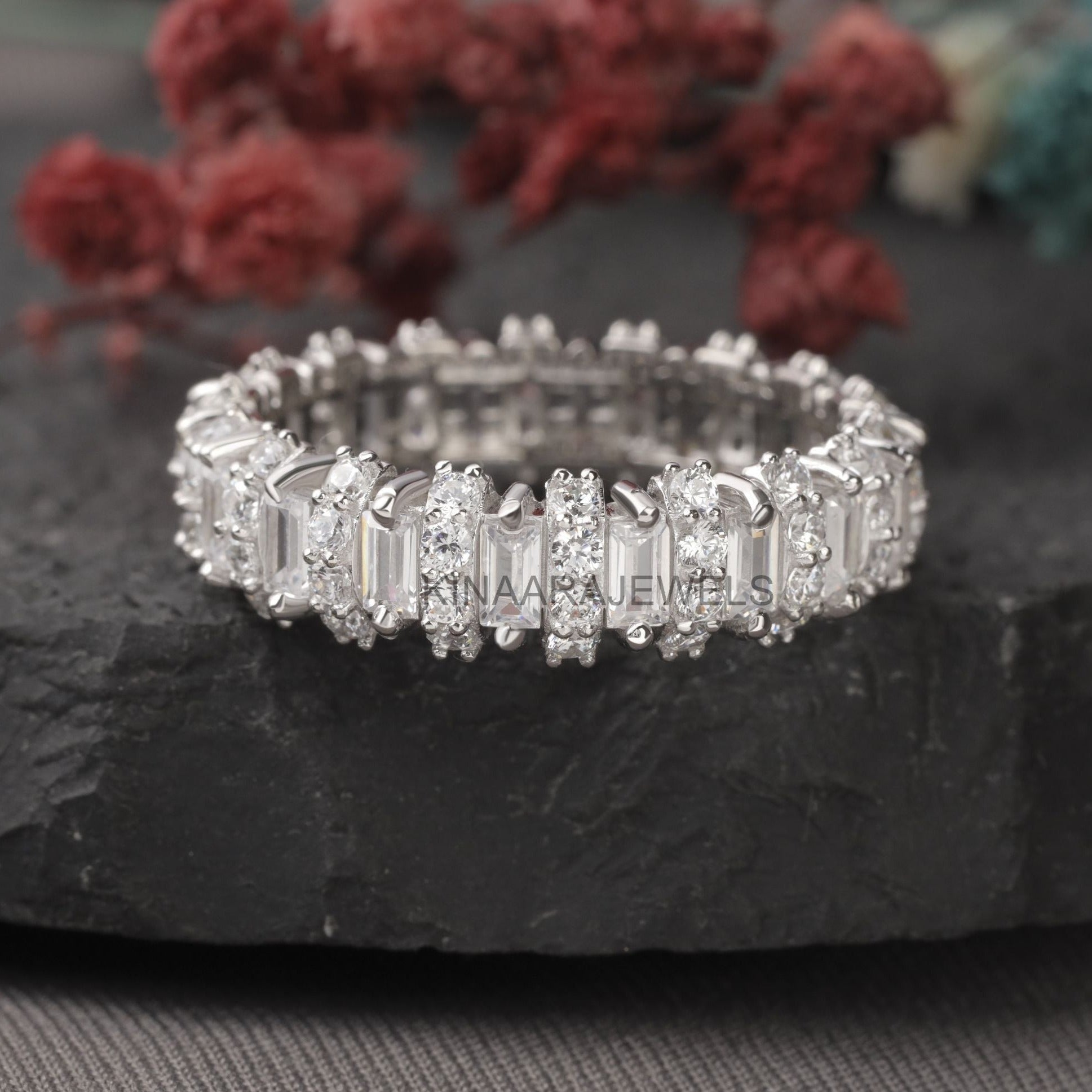 Baguette Lab Grown Cut Eternity Wedding Band, 1.50 CT Carat Diamond Ring