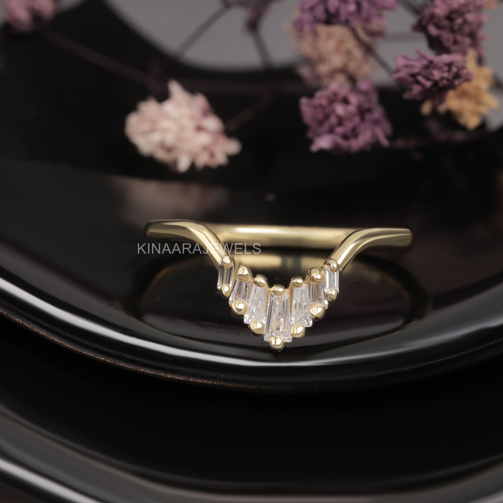 V Shaped Chevron Wedding Band