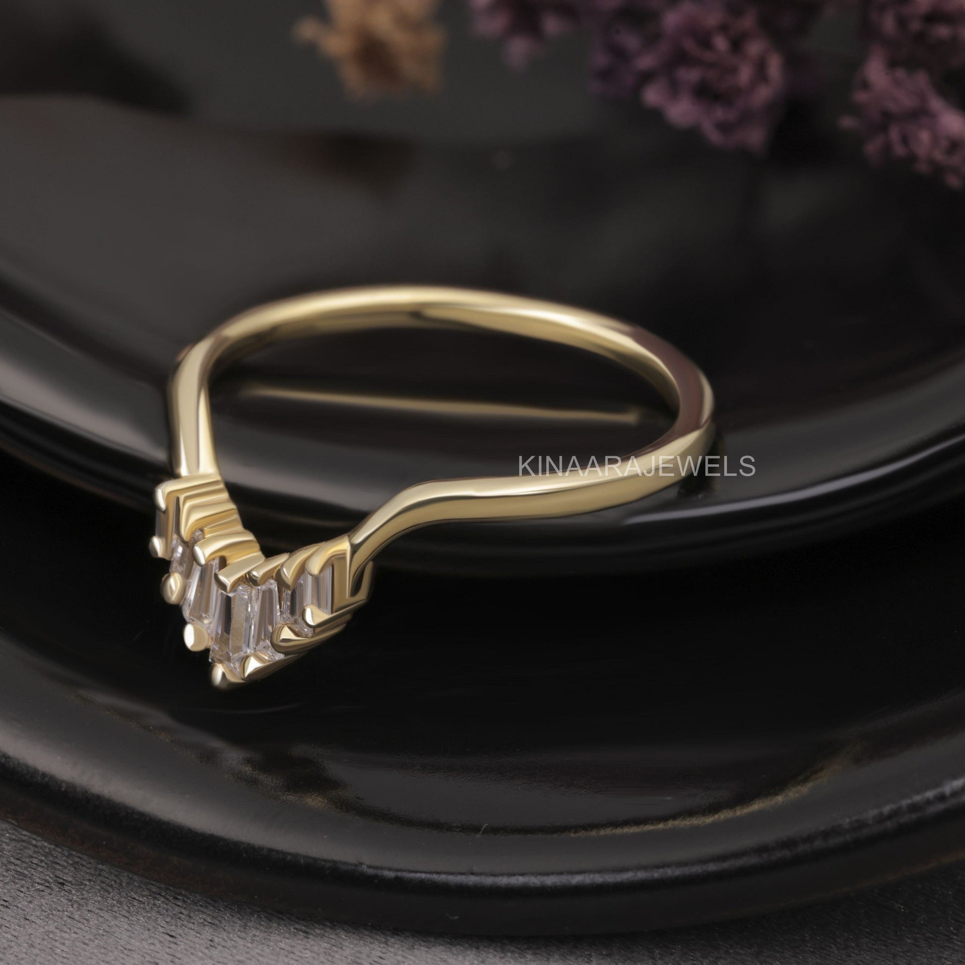 Gold Baguette and tapered Cut Lab Grown Diamond Band
