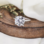 Round Cut Lab Grown Diamond solitaire Engagement Ring in 14K Solid White Gold