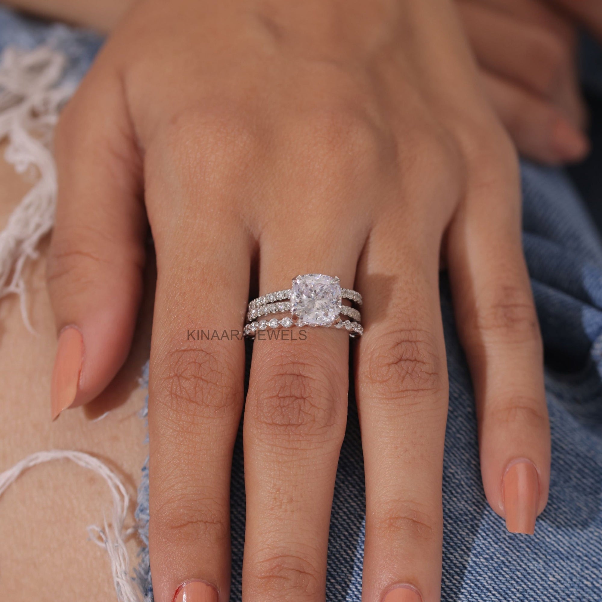hidden halo bridal ring set