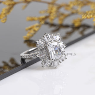 Sunburst Halo Radiant Lab Grown Diamond Engagement Ring