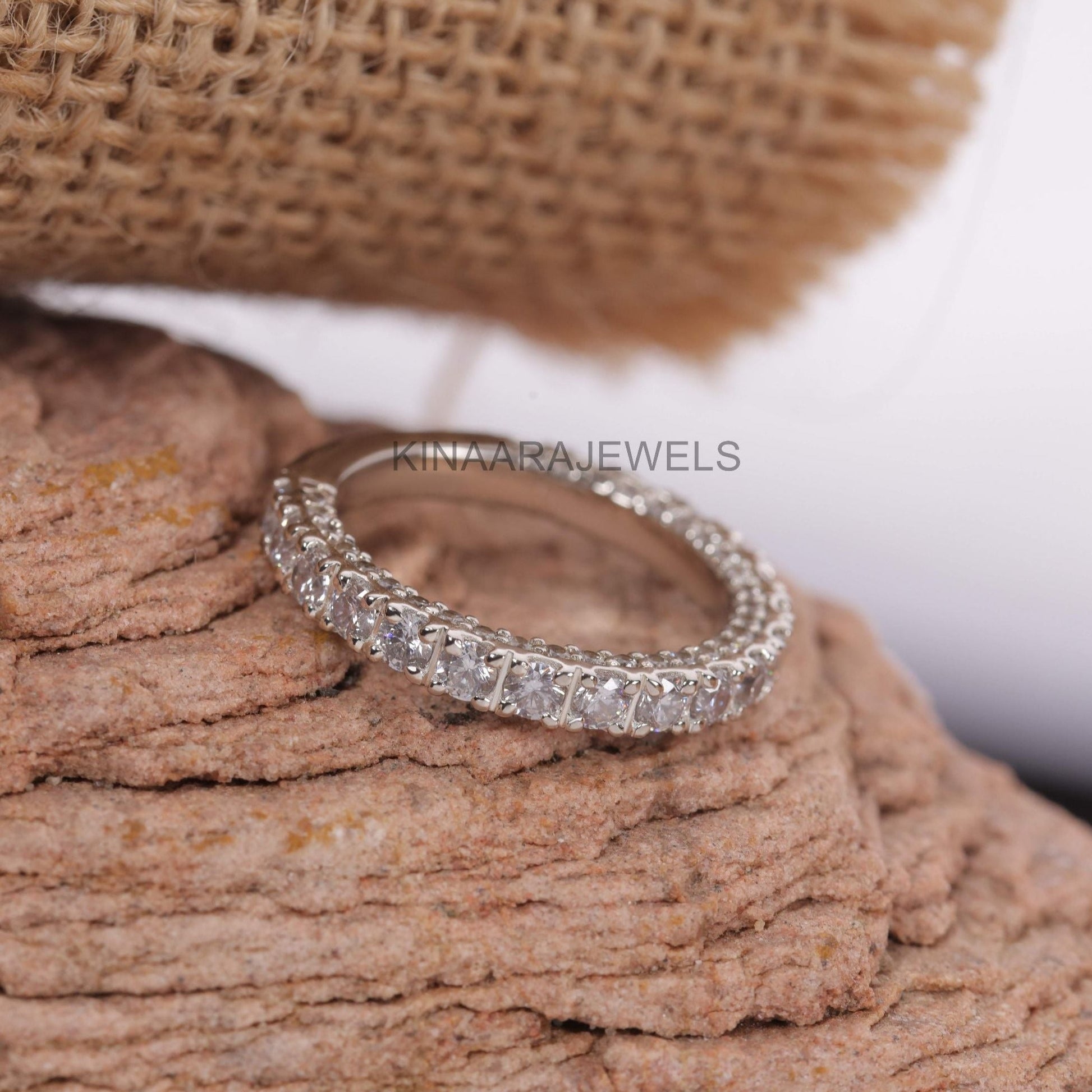 micro pave wedding band yellow gold