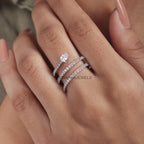 White Gold Snake Pear Lab Created Diamond Swirl Ring3			