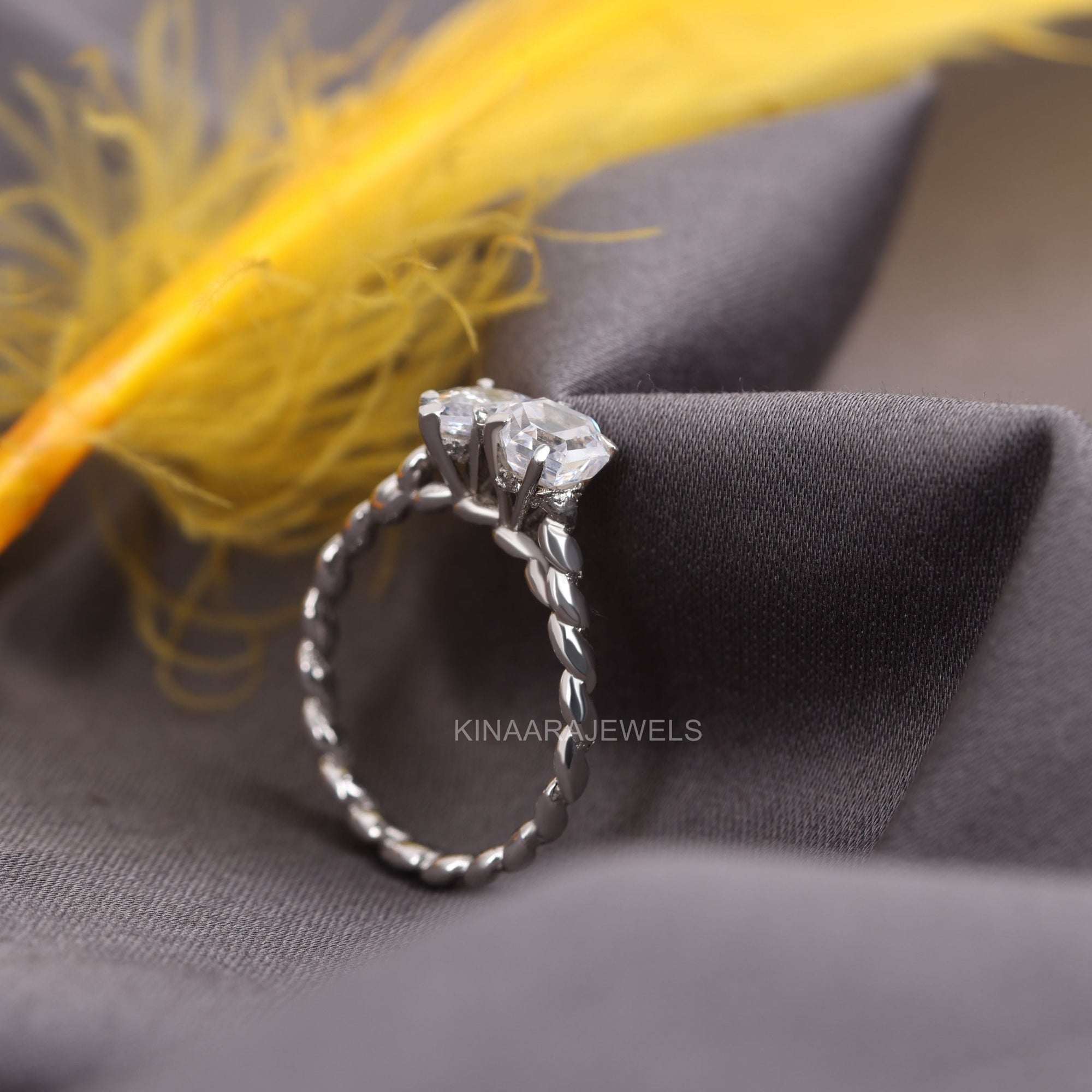 Pear & Hexagon Diamond Toi Et Moi Twisted Wedding Band - Kinaara Jewels
