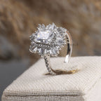 Sunburst Halo Radiant Diamond Engagement Ring - Kinaara Jewels