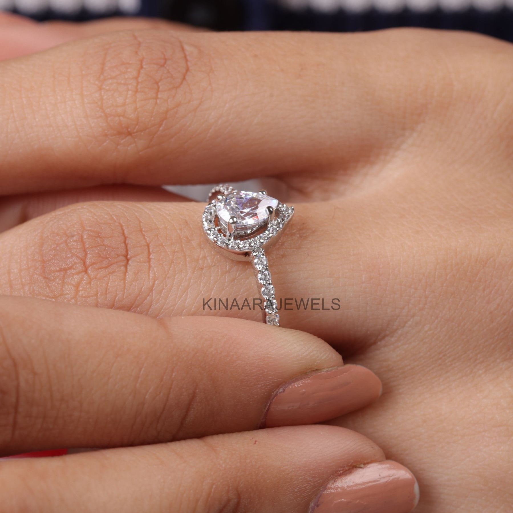 Pear Cut Lab Grown Diamond Halo Ring6