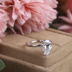 3 CT Pear Cut Lab Created Diamond 14K Solid White Gold Engagement Ring			