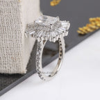 Radiant halo engagement rings