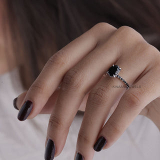 oval black diamond ring