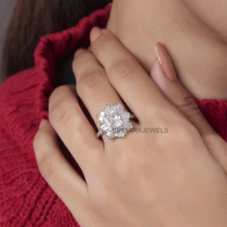 radiant cut halo diamond ring