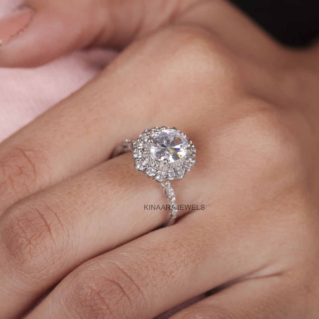 oval cut halo lab grown diamond engagement ring