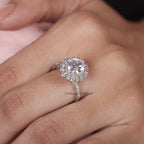 oval cut halo lab grown diamond engagement ring