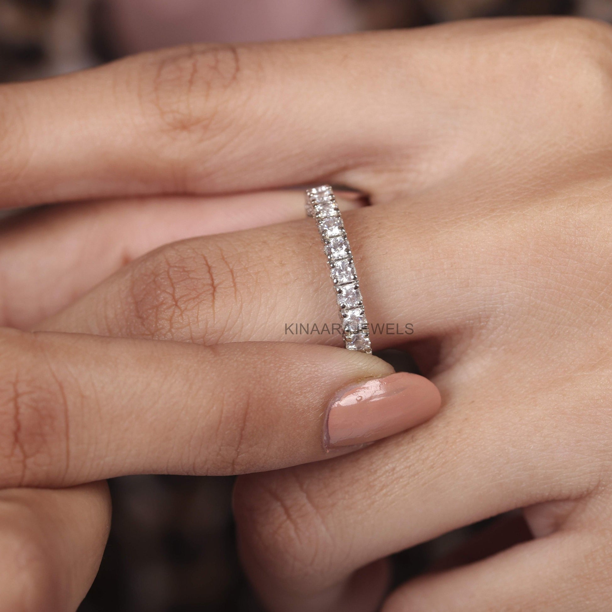 Micro Pave Set Round Lab Created Diamond Eternity Band1