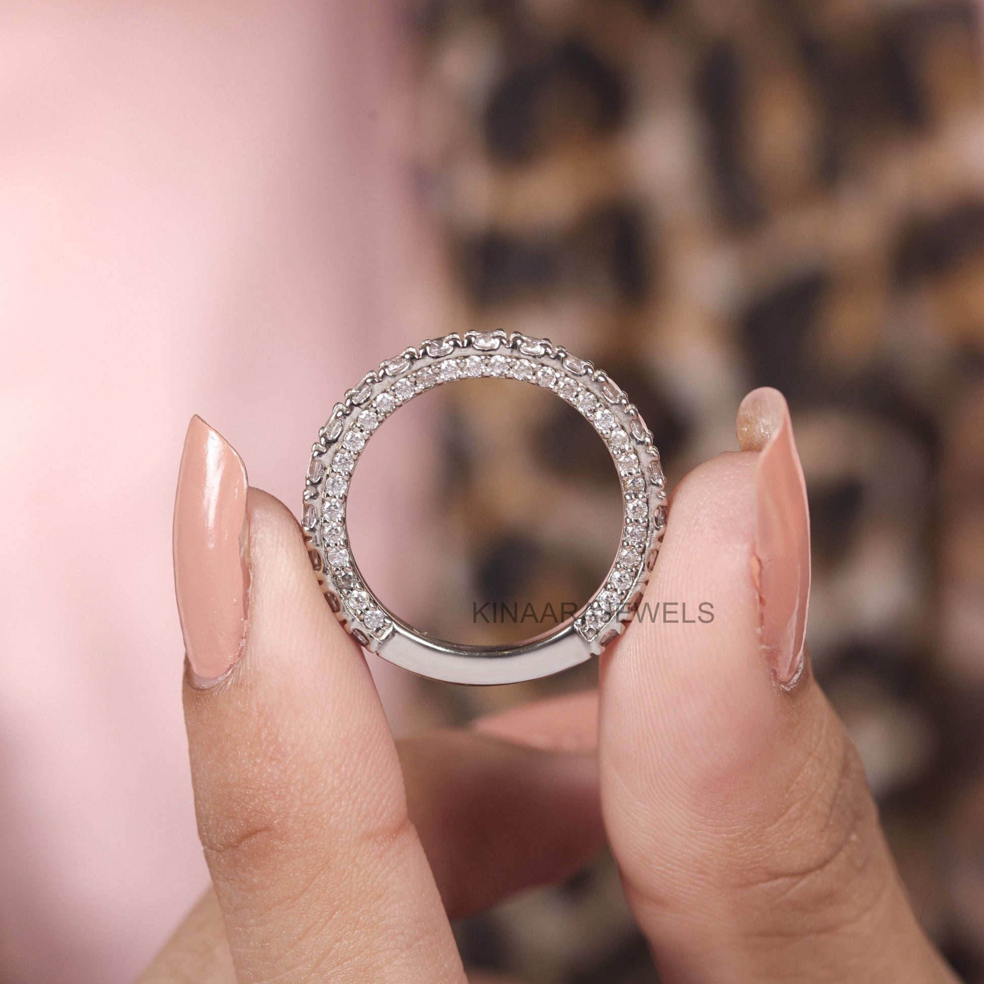Micro Pave Set Round Lab Created Diamond Eternity Band2