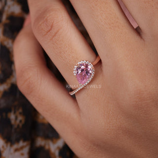 Pear Cut Pink Stone Engagement Ring - Kinaara Jewels2