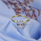 2 Ct Oval Shape Solitaire Lab Grown Diamond and Yellow Gold Engagement Ring			