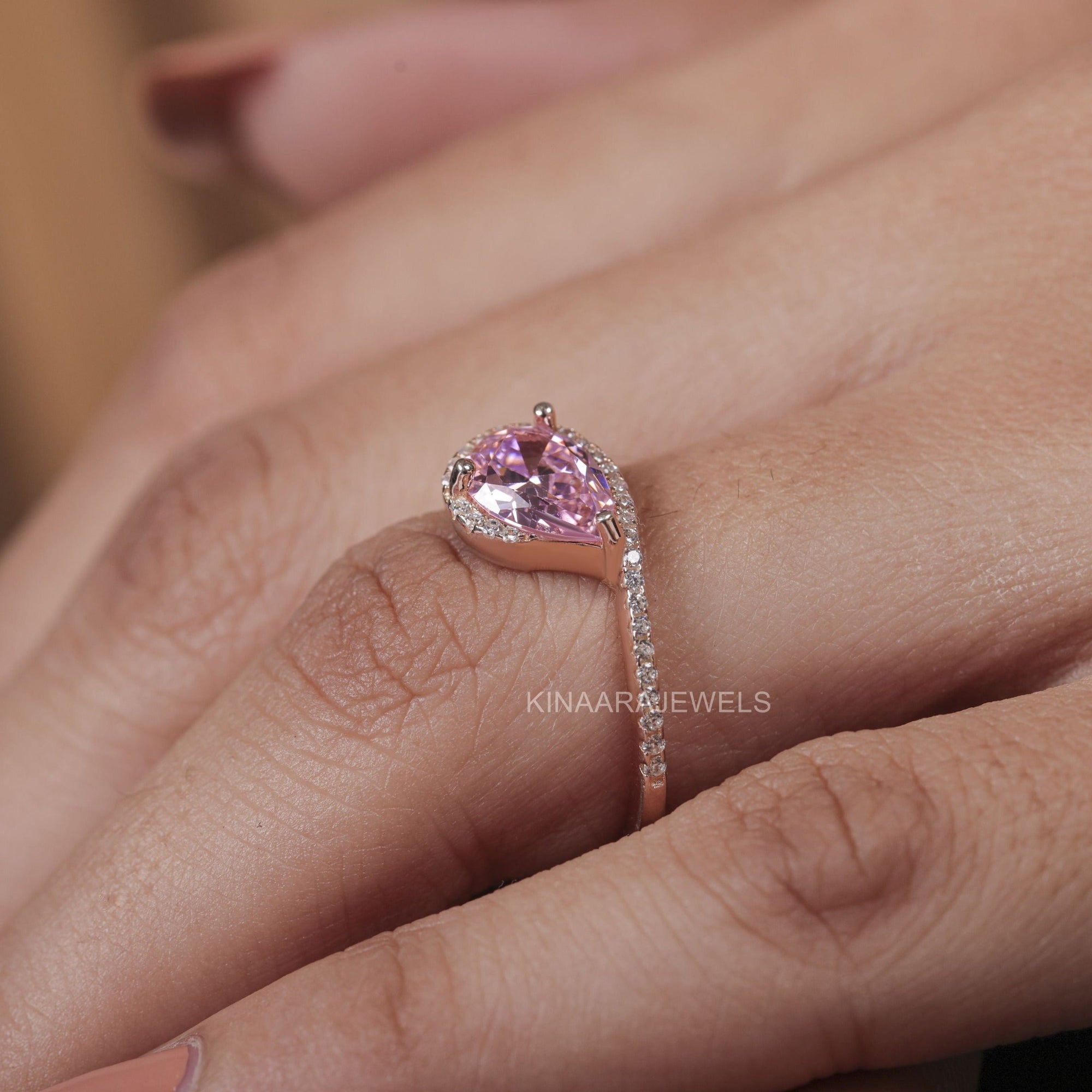 pink stone and diamond ring