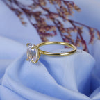 2 Ct Oval Shape Solitaire Lab Grown Diamond and Yellow Gold Engagement Ring	2