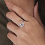 Three Stone Cushion and Pear Cut Lab Grown Diamond Ring6