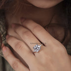 Three Stone Cushion and Pear Cut Lab Grown Diamond Engagement Ring4