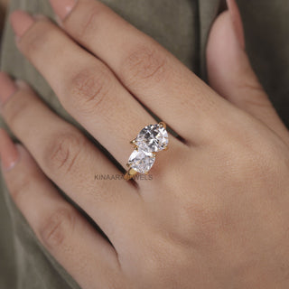 Pear & Cushion Cut Toi Et Moi Diamond Engagement Ring - Kinaara Jewels3