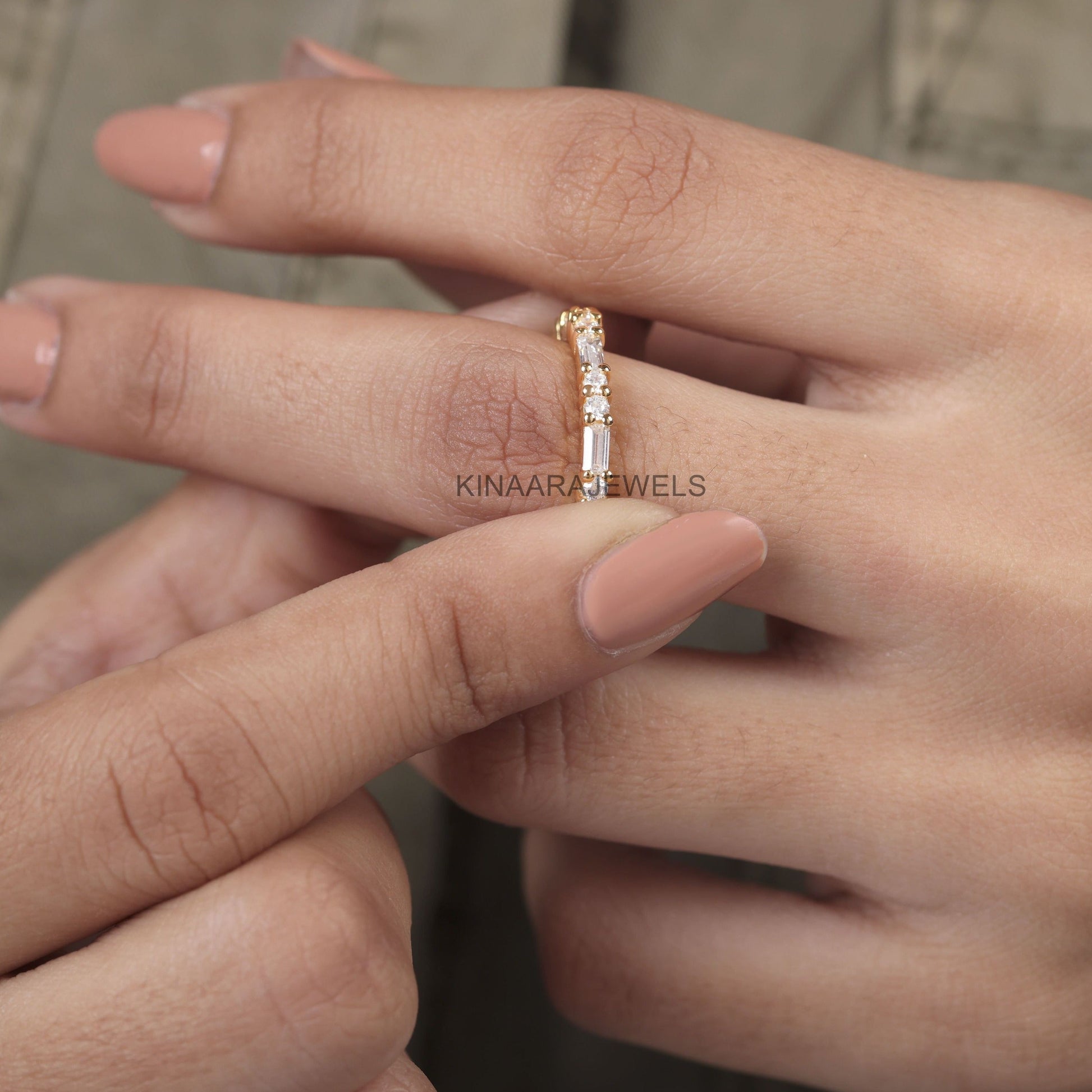baguette and round diamond eternity band2