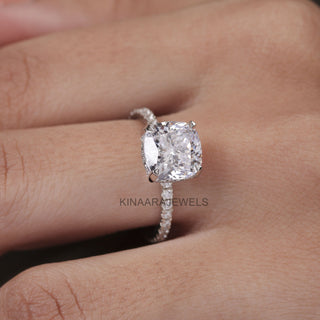 Cushion Cut Diamond Hidden Halo Engagement Ring