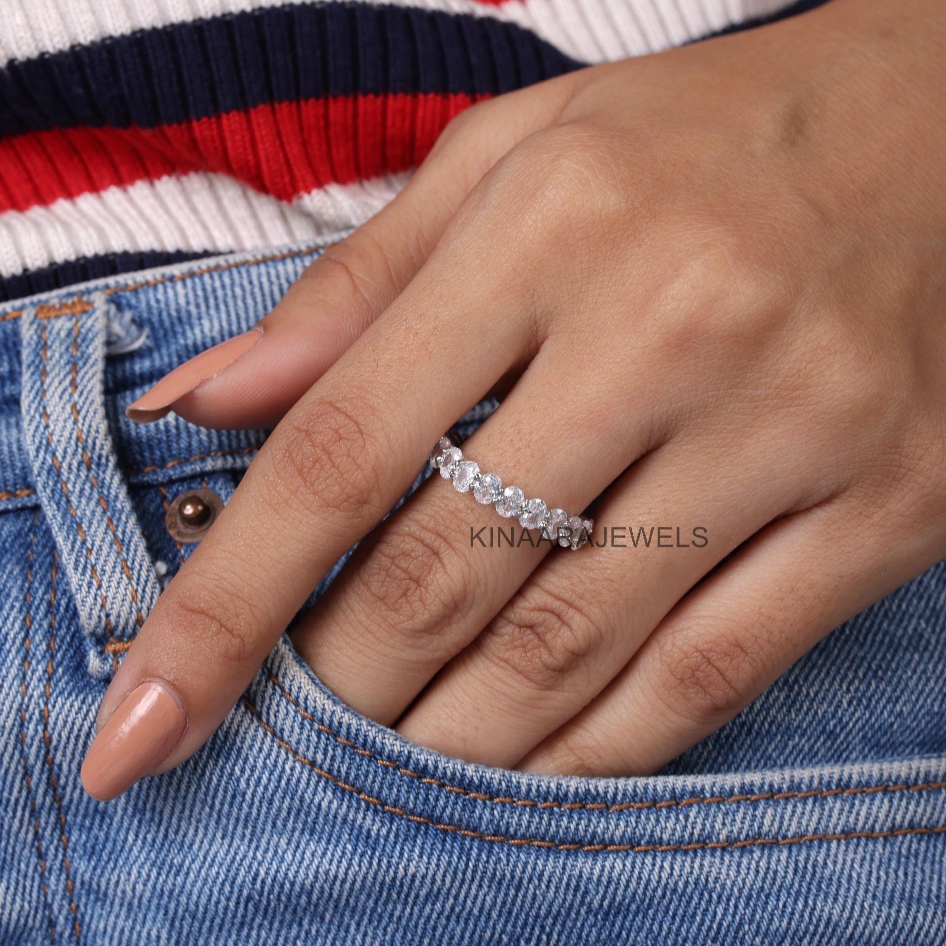 Princess cut Lab Created Diamond Half eternity band	3