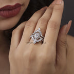 teardrop diamond wedding 3 ring set