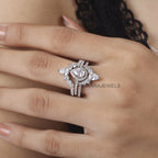 pear halo diamond wedding ring set