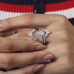 Teardrop diamond bridal 3 ring set
