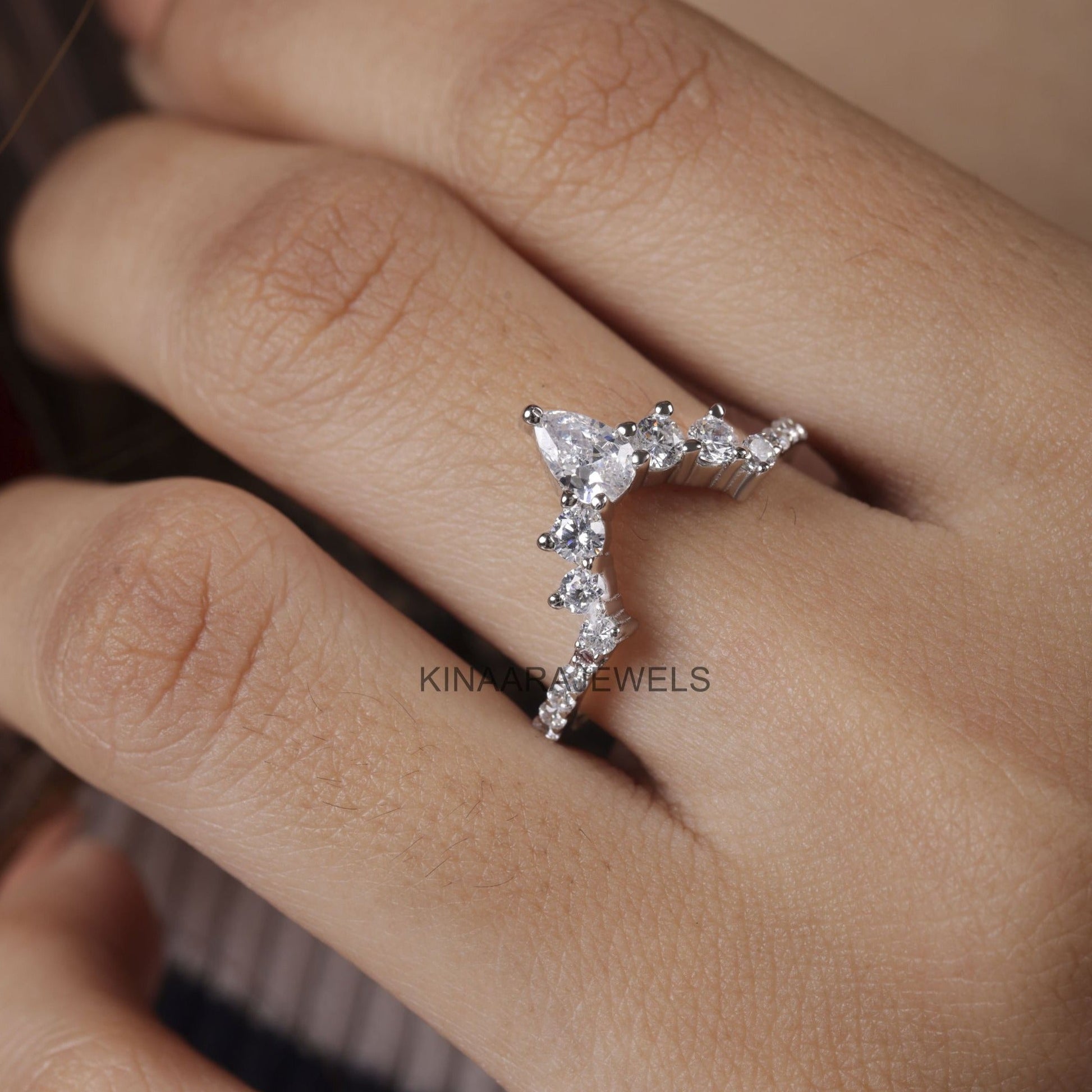diamond chevron wedding band