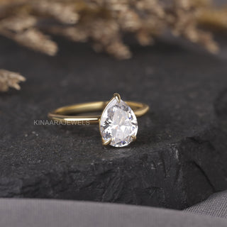 1.75 CT Pear Shaped Lab Grown Solitaire Diamond Engagement Ring